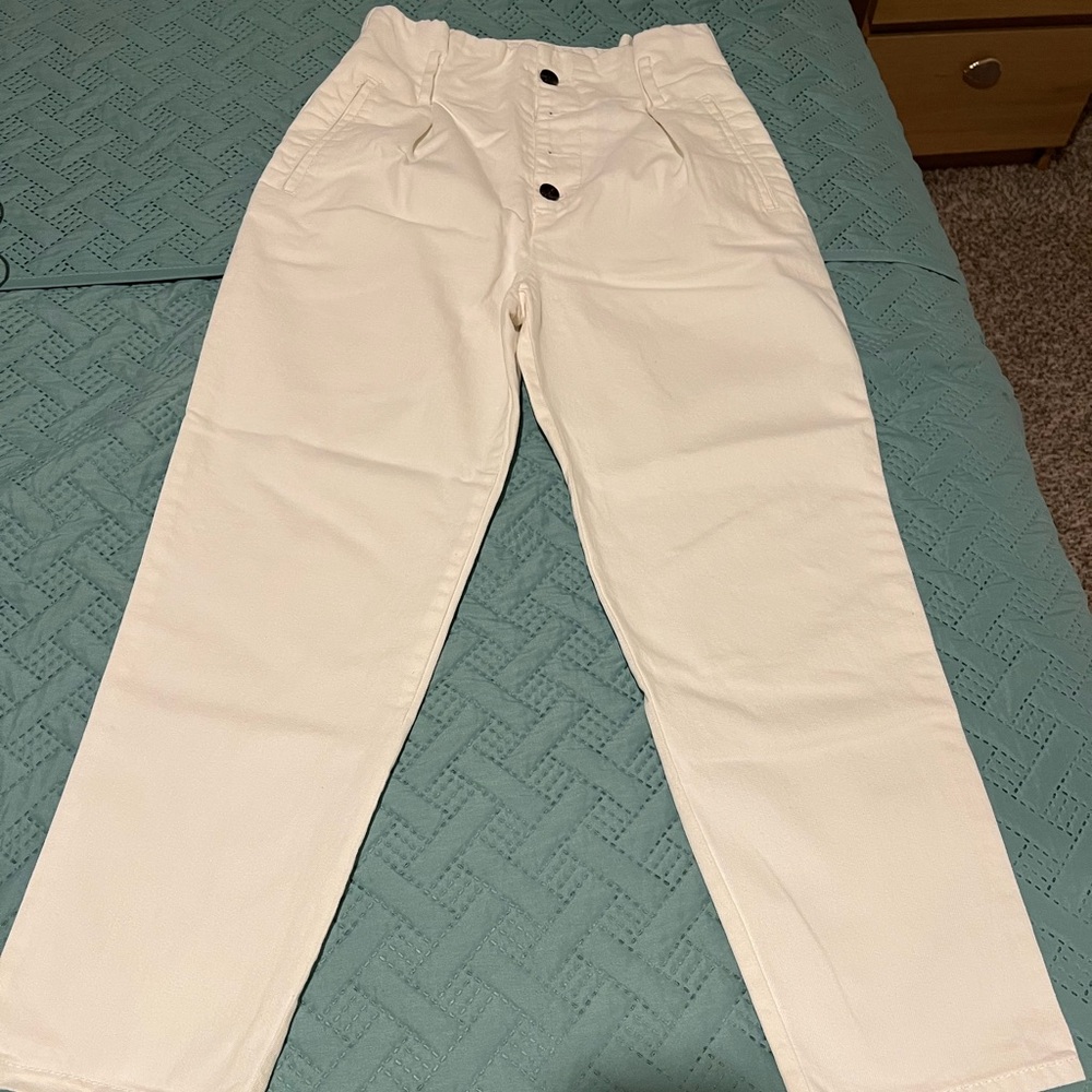 H&M Women's High Rise White Jeans